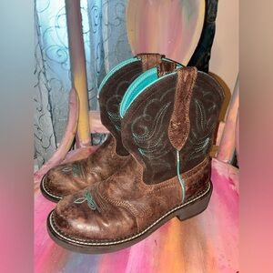 Ariat Brown Boots with Teal Detail